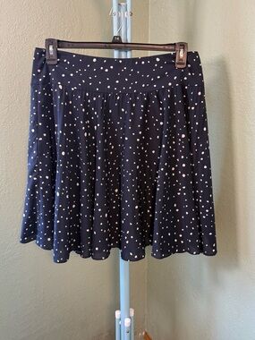 Ann Taylor Navy Skirt with Light Pink Polka Dots